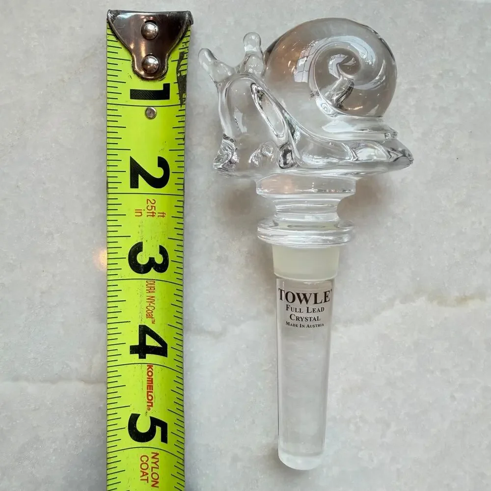 Towle Full Lead Austrian Crystal Snail Bottle Stopper Wine Decanter Accessory